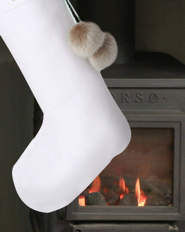 White Woodland Christmas Stocking