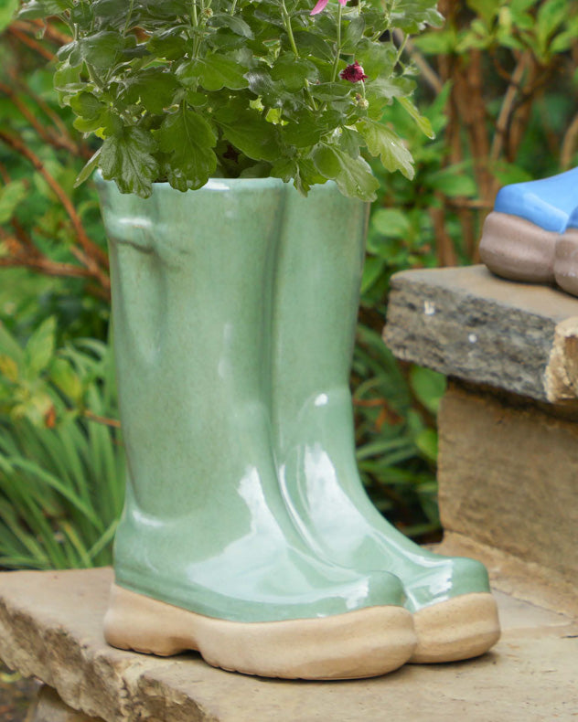Large Sage Green Wellington Boots Planter