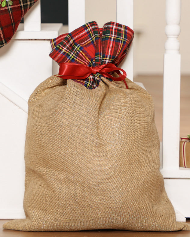 Tartan Jute Christmas Gift Sack