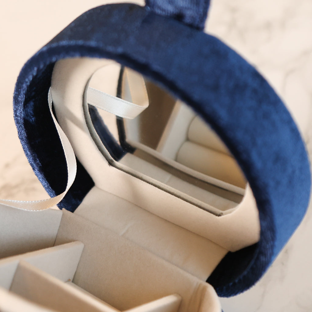Bridesmaid Maid of Honour Gift Sapphire Blue Velvet Jewellery Box