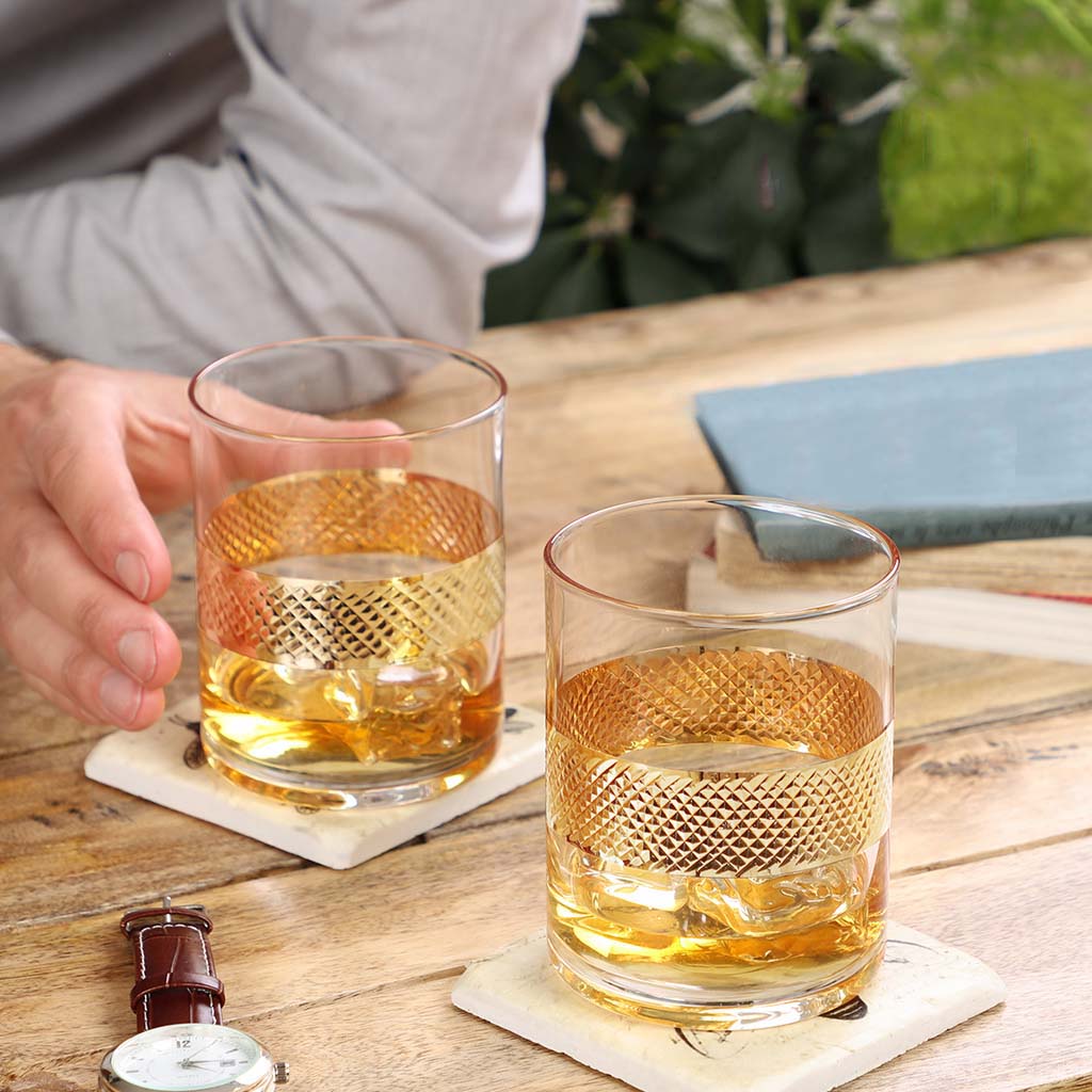 Set of 4 Gold Band Drinks Tumblers