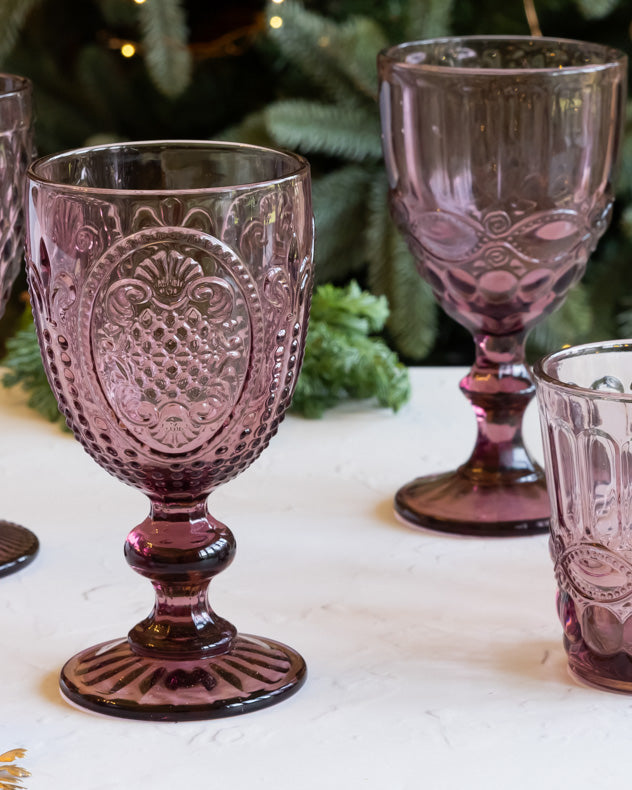 Fleur De Lys Pink Wine Goblet