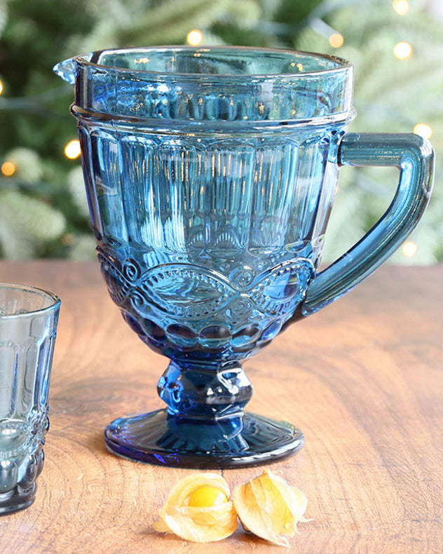 Vintage Style Sapphire Blue Glass Vase
