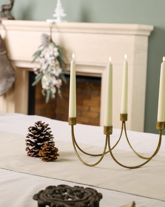 Gold Wave Taper Candle Holder