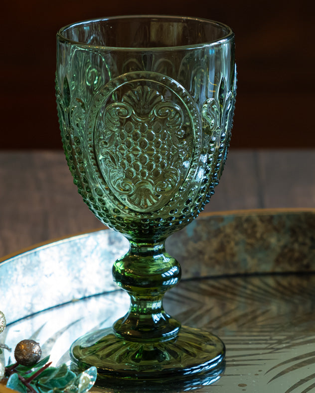 Fleur de Lys Green Wine Goblet