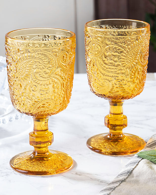 Paisley Amber Goblet