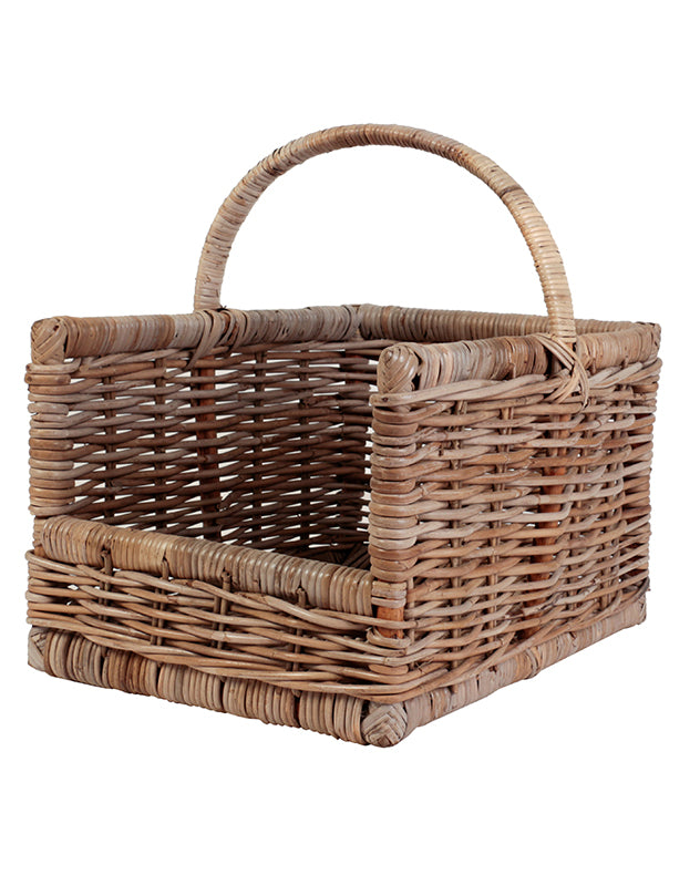 Medium Rattan Open Sided Log Basket