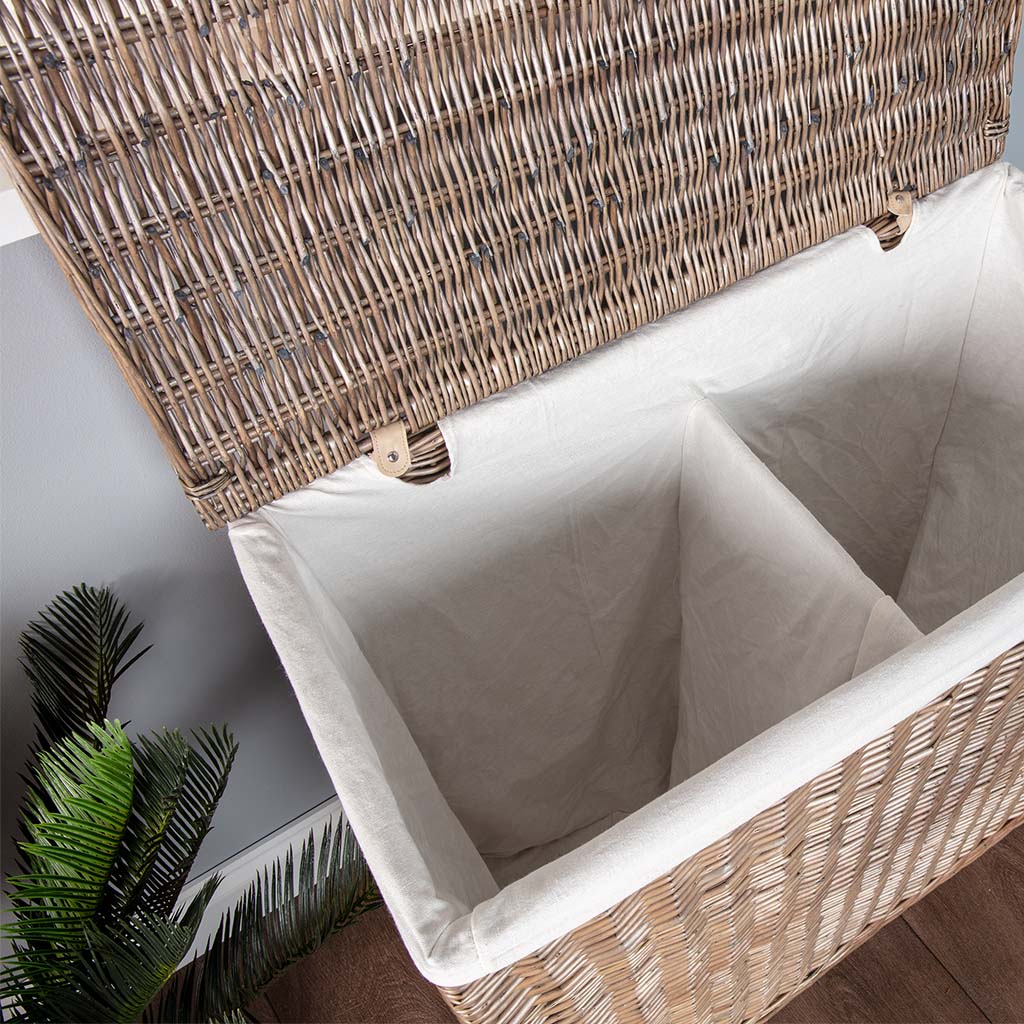 Wicker Laundry Basket with Partition