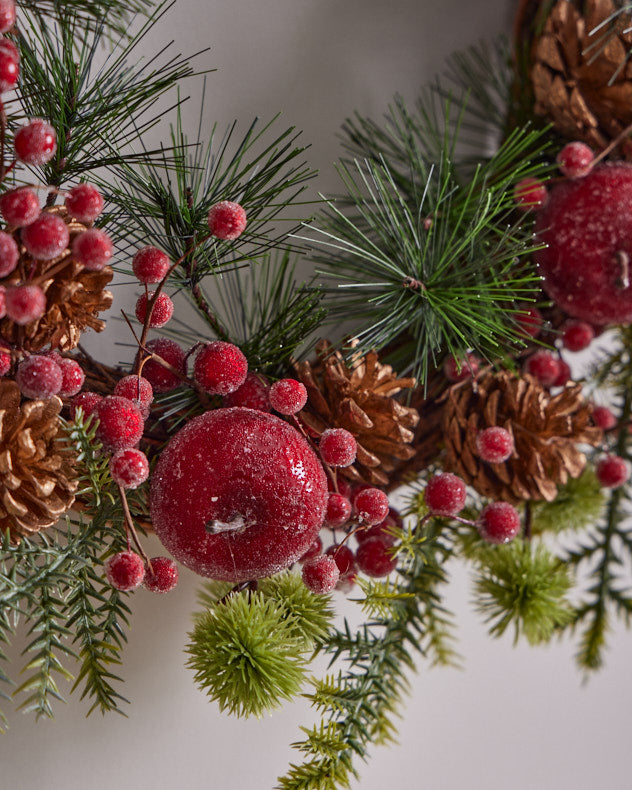 sugar berry and apple hanging christmas wreath