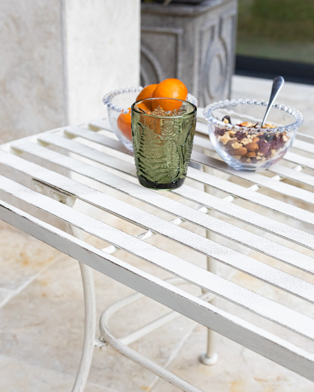 Vintage Cream Iron Slatted Coffee Table