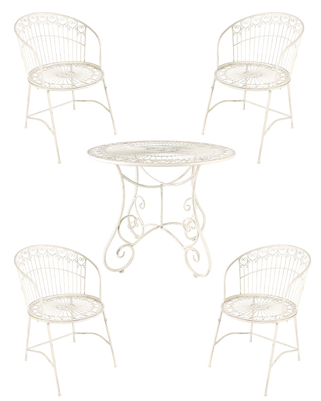 Cream Heart Scrolled 2 Seater Outdoor Dining Set