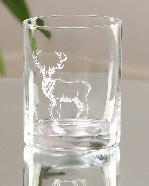 Set of 2 Etched Stag Tumblers