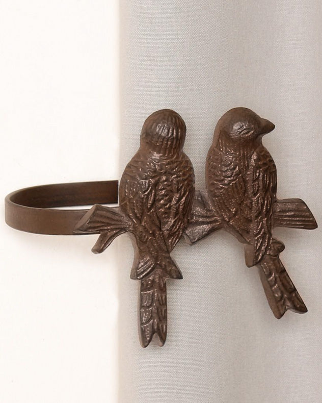 Set of 2 Cast Iron Perched Bird Curtain Tie Backs