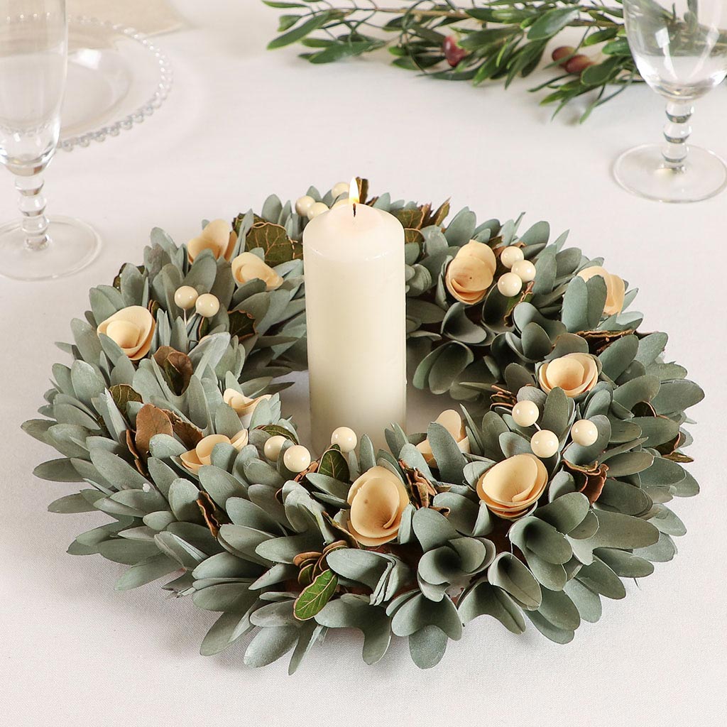 Winter Roses Candle Holder Centrepiece