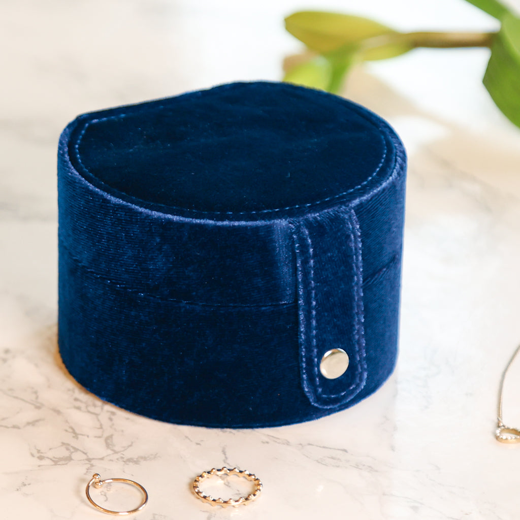 Sapphire Blue Velvet Jewellery Box