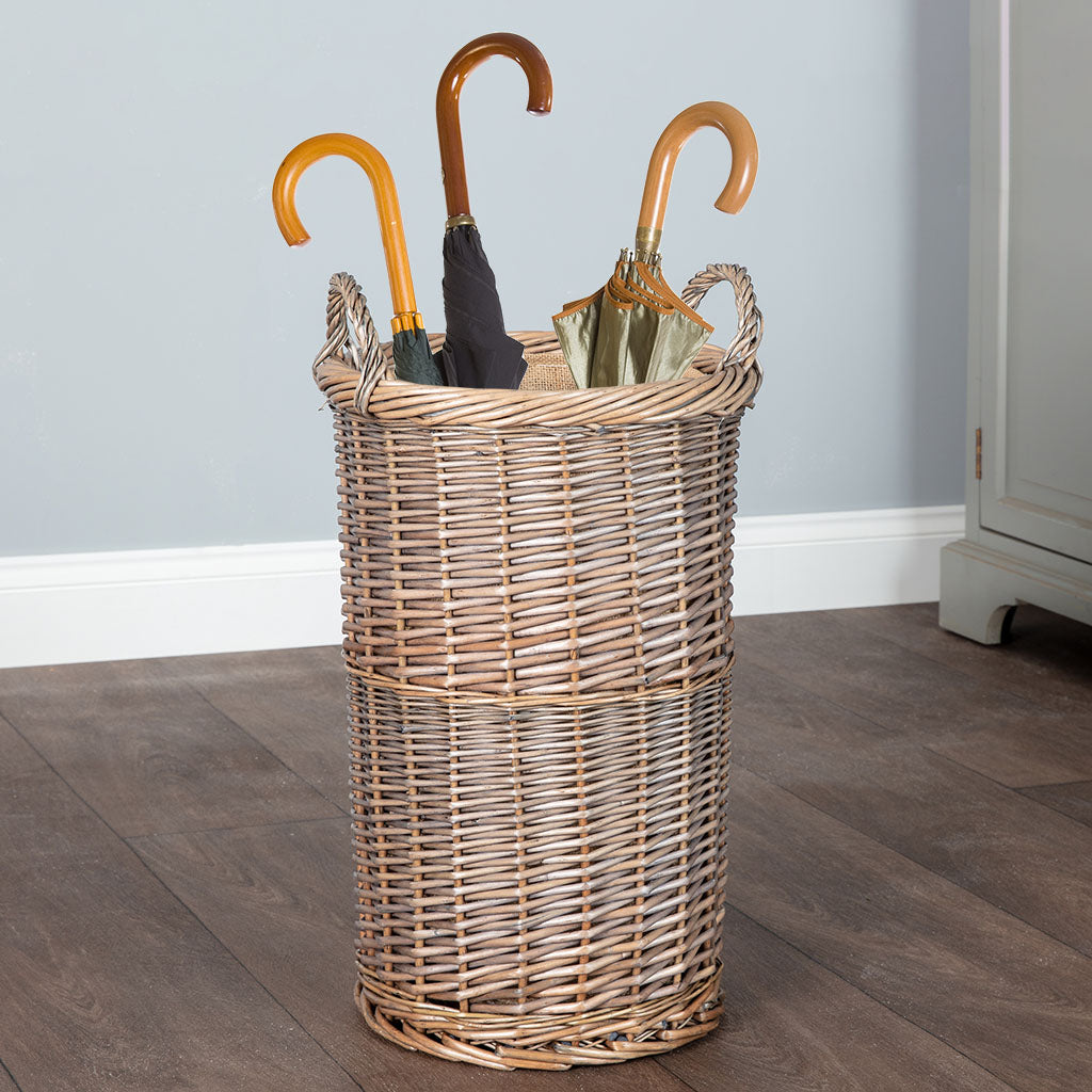 wicker umbrella basket