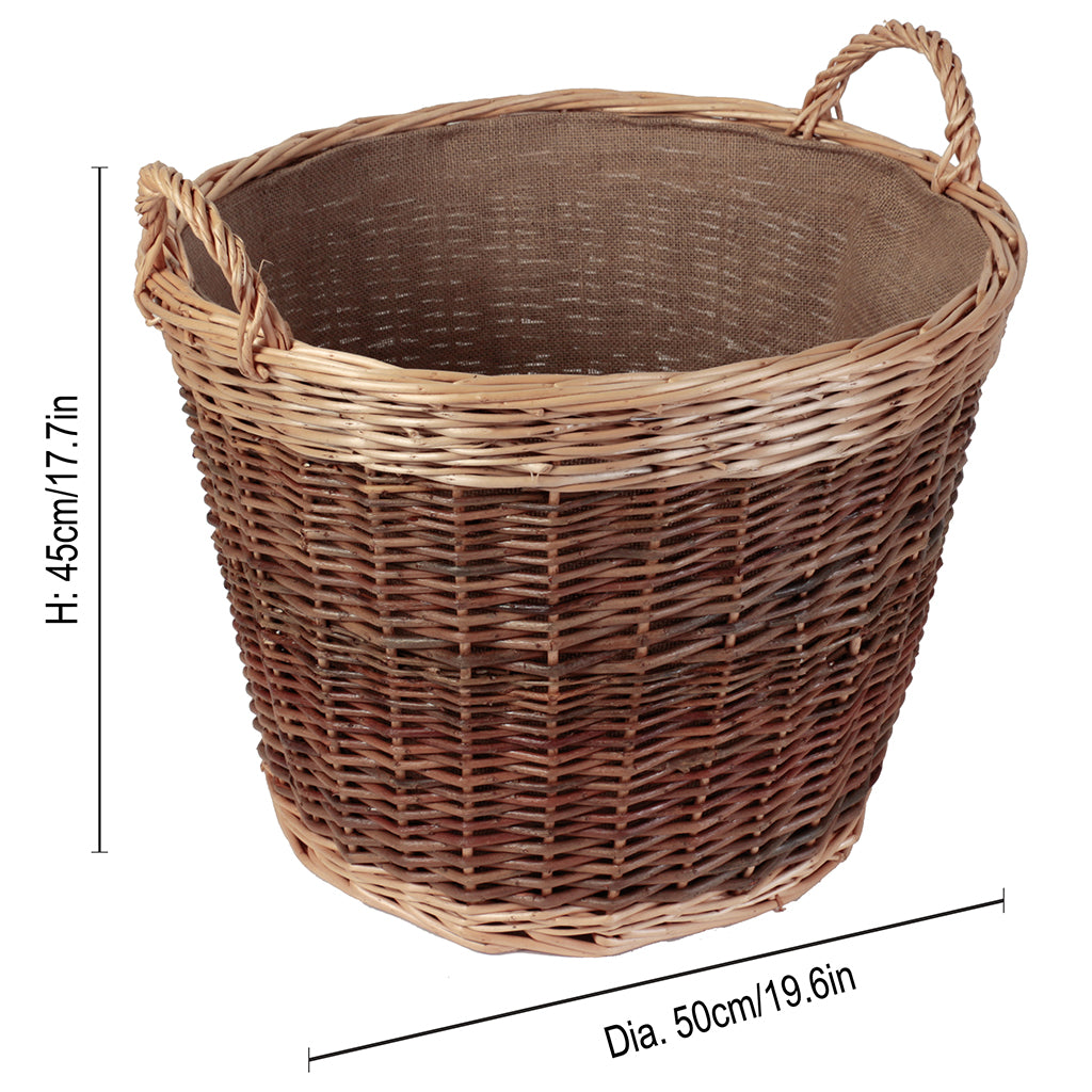 Wicker Log Basket With Lining