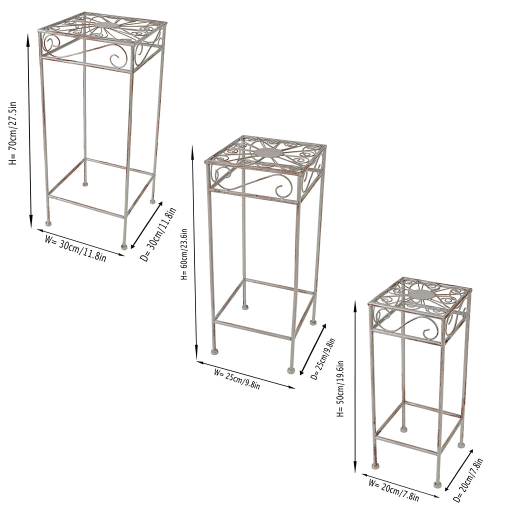Set of 3 Iron Plant Stand Tables