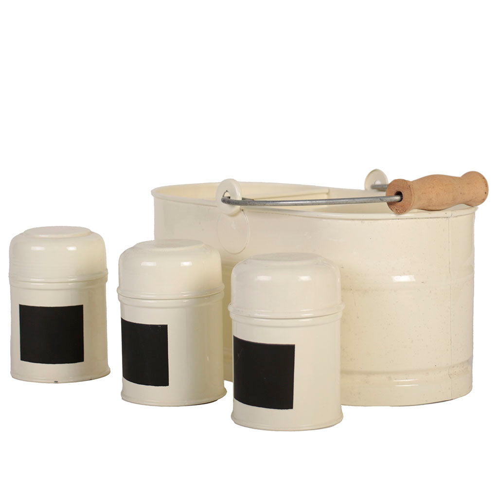 Set of 3 Storage Tins and Bucket
