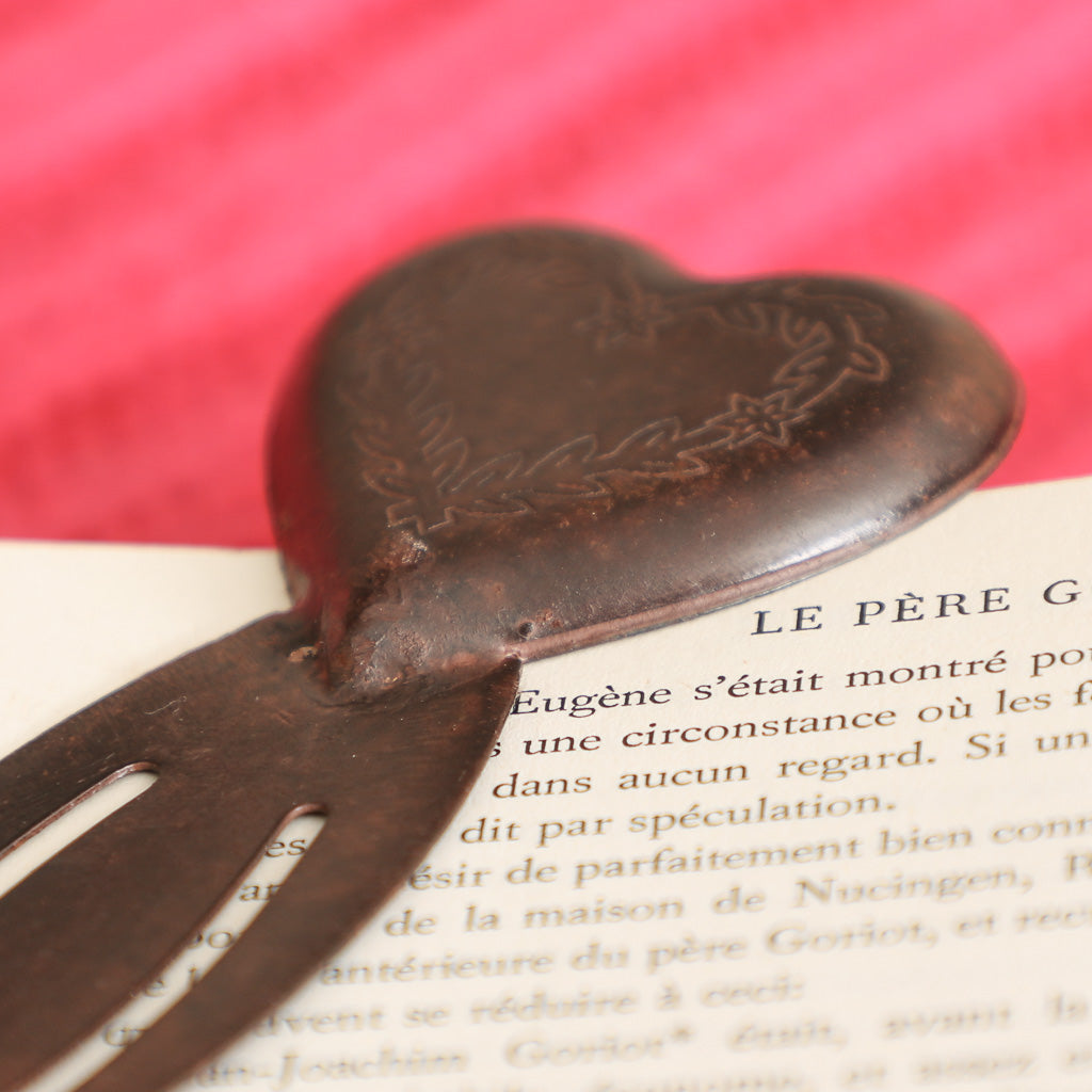 Iron Anniversary Heart Topped Bookmark Clip