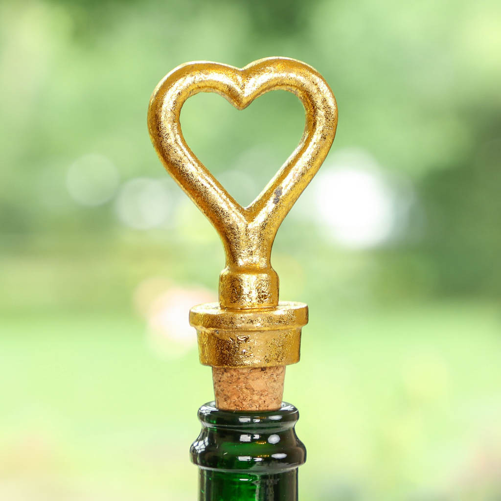 Gold Heart Bottle Stopper