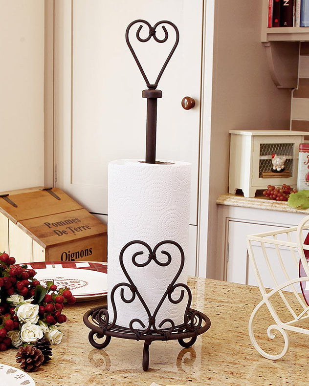 Antique Brown Heart Kitchen Roll Holder