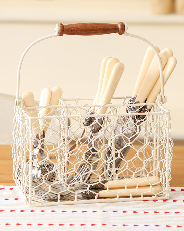 cutlery storage basket cream