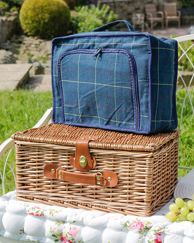 Caledonian Blue Tweed 2 Person Picnic Hamper