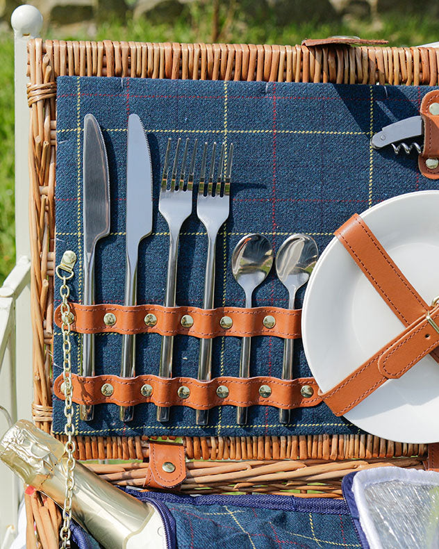 Caledonian Blue Tweed 2 Person Picnic Hamper