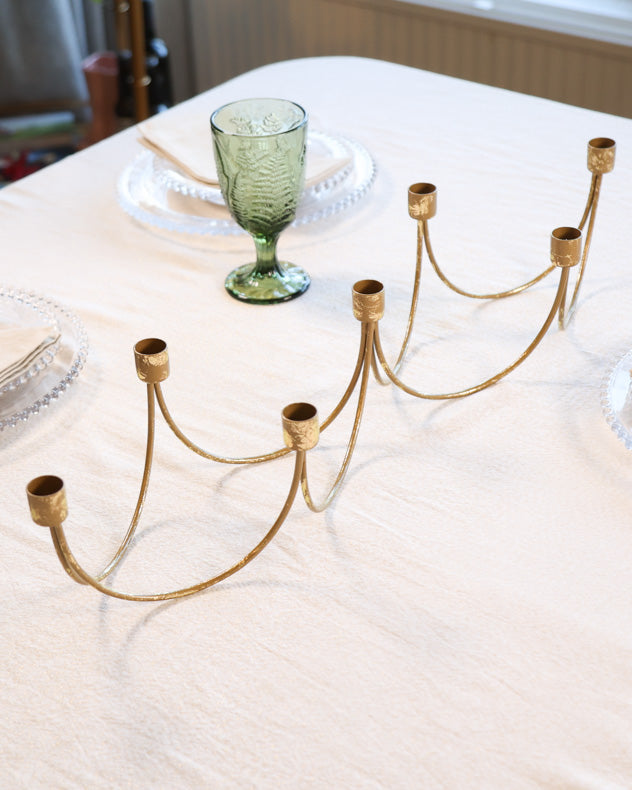 Gold Wave Table Centrepiece Candle Holder