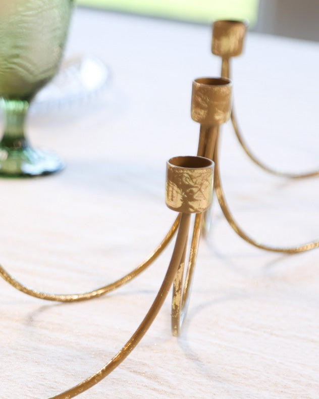 Ornate Golden Wave Candle Holder