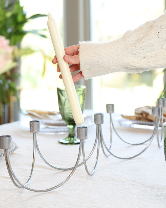 Silver Wave Taper Candle Holder