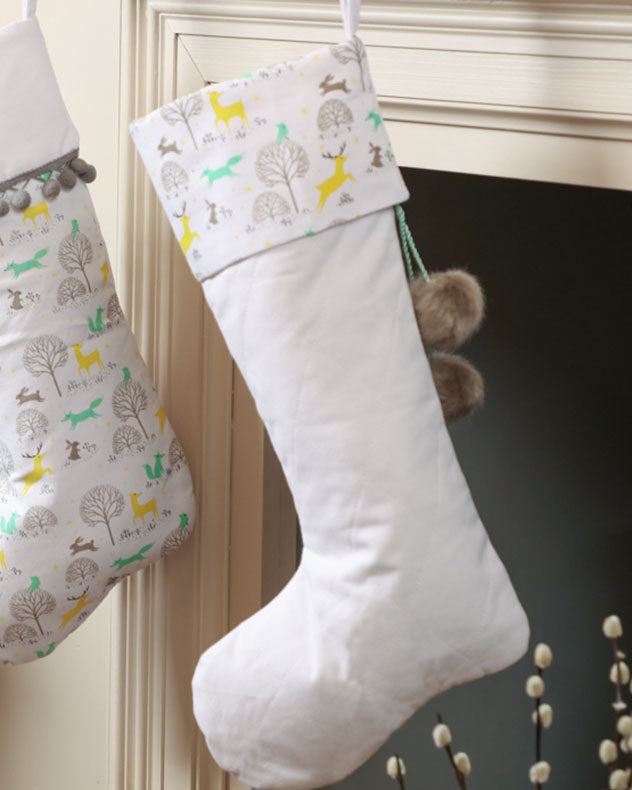 White Woodland Christmas Stocking