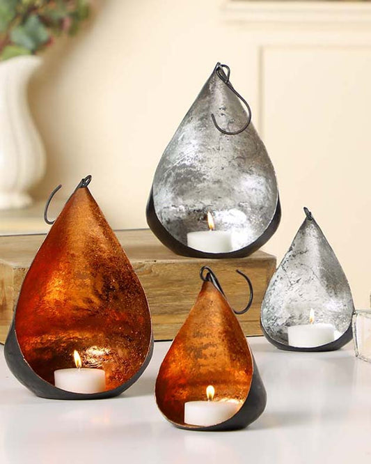 Set of 2 Hanging Teardrop Candle Holders