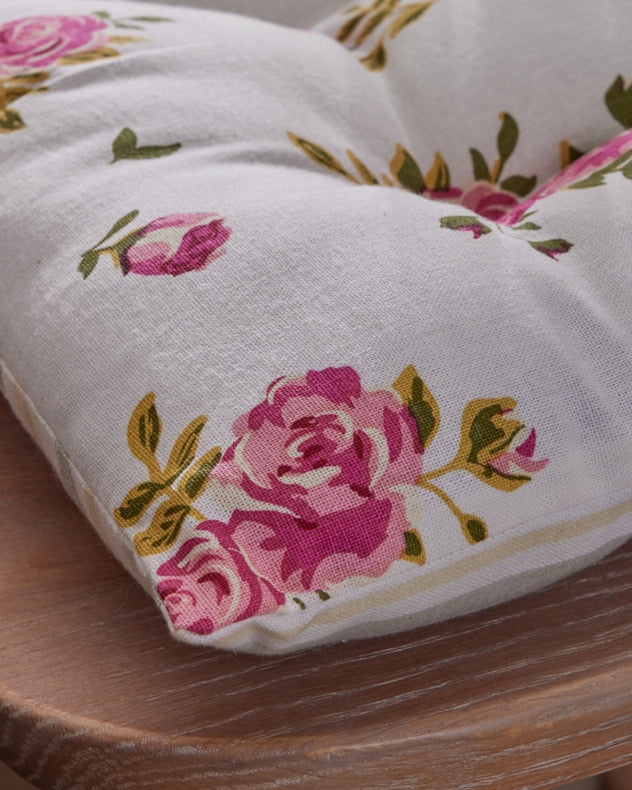 Set of 4 Tie-On Seat Pads with Helmsley Blush Pink Floral Print