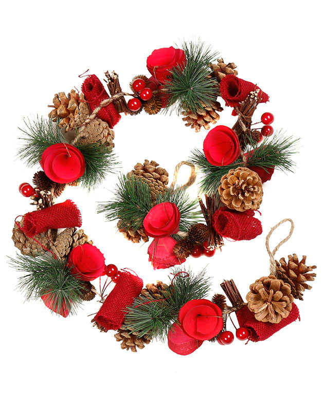 4ft Luxury Winter Red Rose Christmas Garland