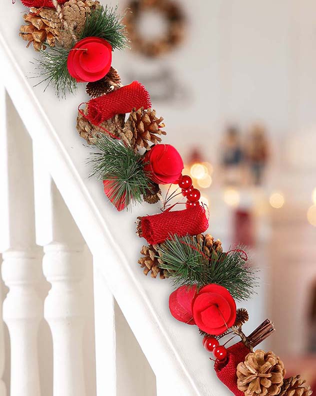 4ft Luxury Winter Red Rose Christmas Garland