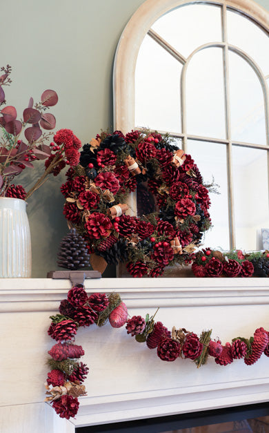 pinecone christmas wreath and garland