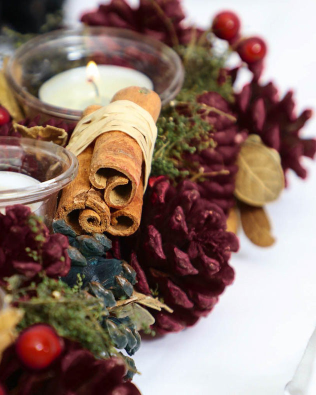 Cinnamon Pine Christmas Trio Tea Light Candle Holder