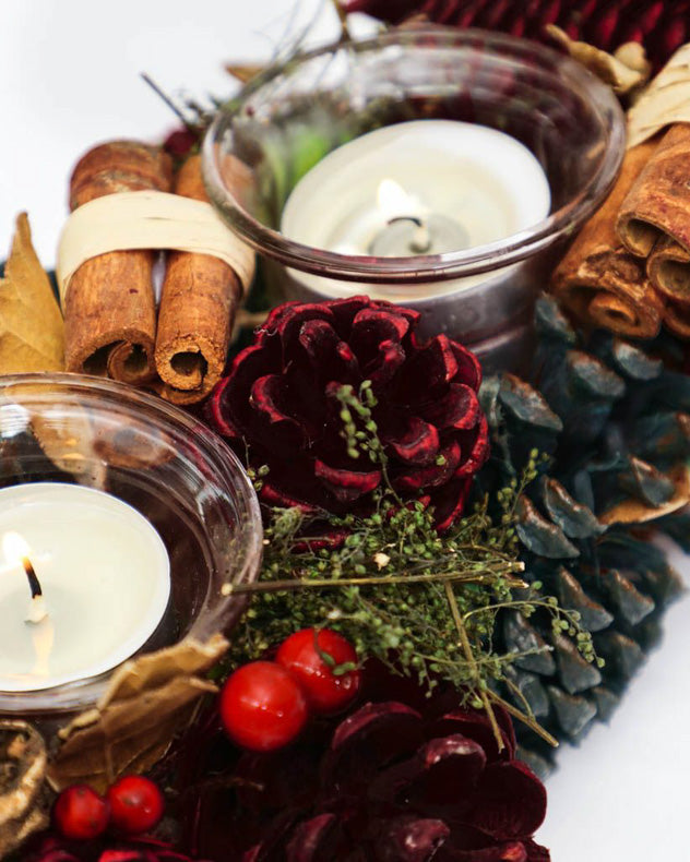 Cinnamon Pine Christmas Trio Tea Light Candle Holder