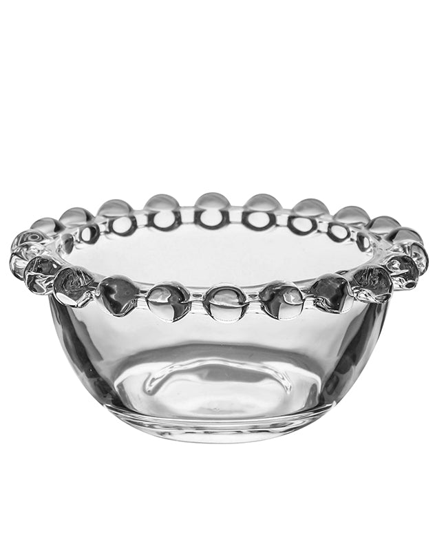Set of 2 Bella Perle Round Glass Bowls with Beaded Rims