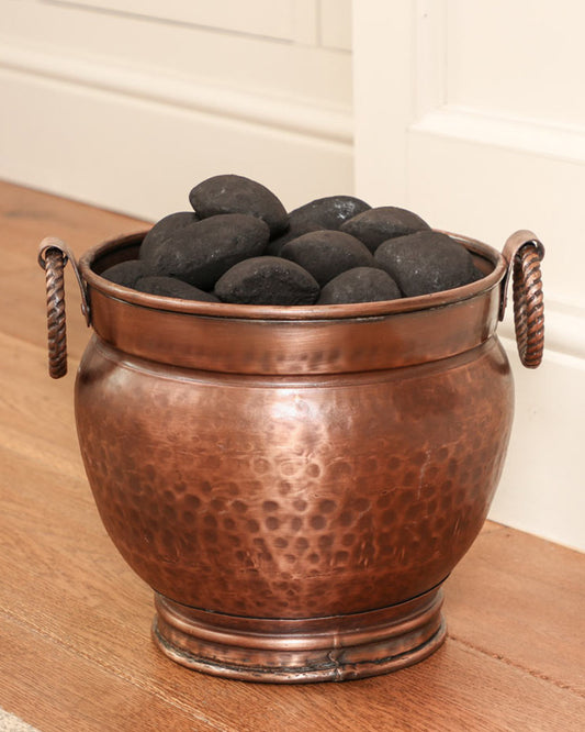 Antique Style Hammered Copper Coal Bucket