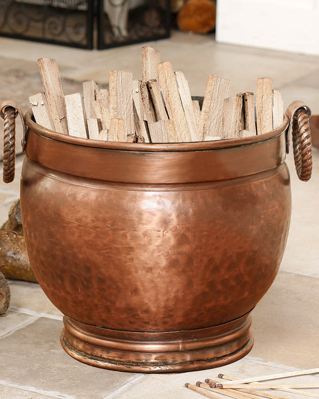 Antique Style Hammered Copper Coal Bucket