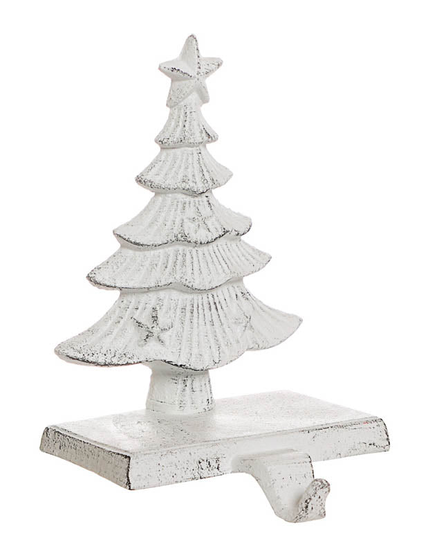 Cast Iron White Tree Xmas Stocking Hanger