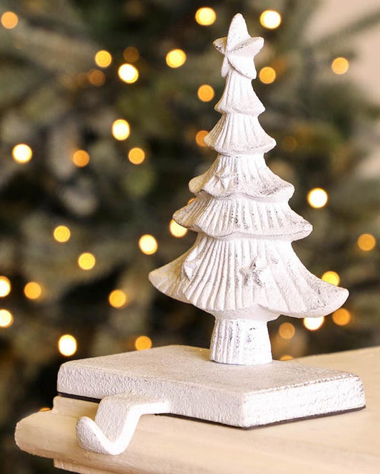 White Christmas Tree Stocking Holder
