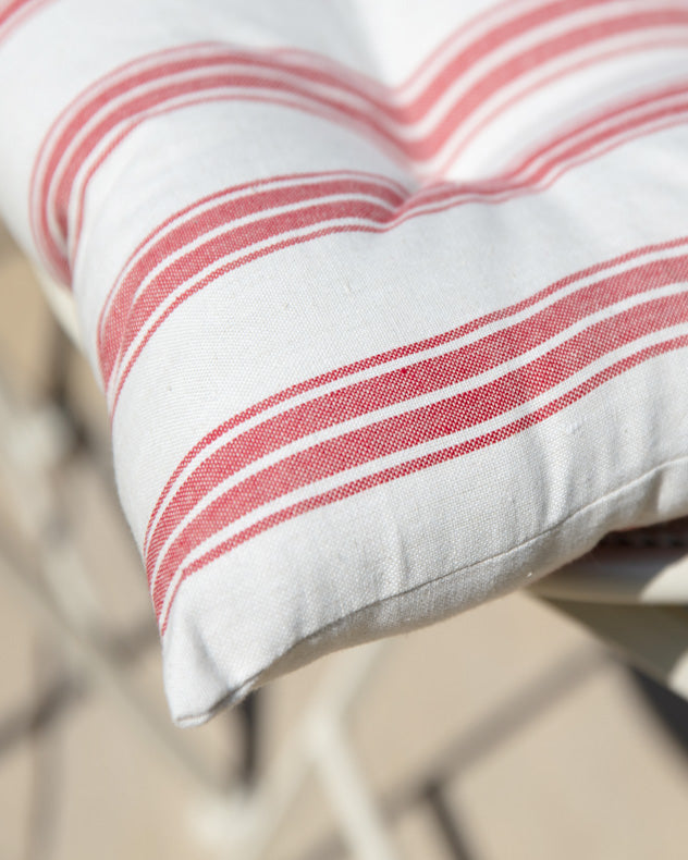 Set of 2 Red Farmhouse Stripe Seat Pads