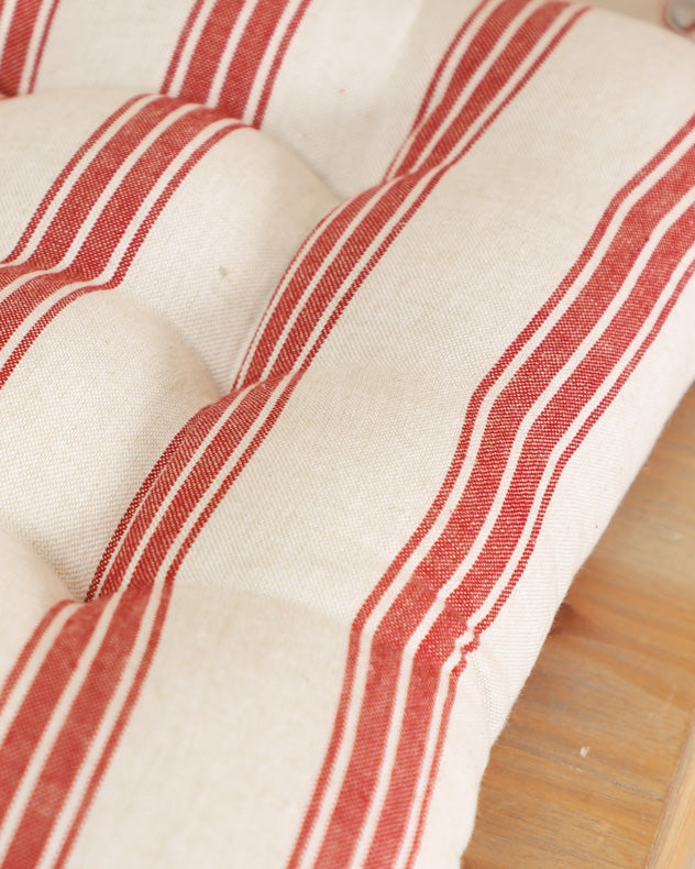 Set of 2 Red Farmhouse Stripe Seat Pads