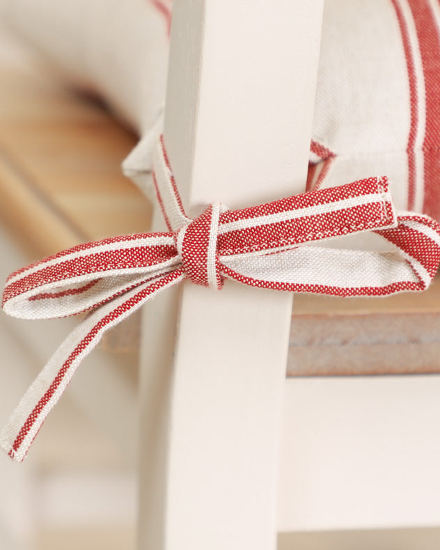 Set of 2 Red Farmhouse Stripe Seat Pads