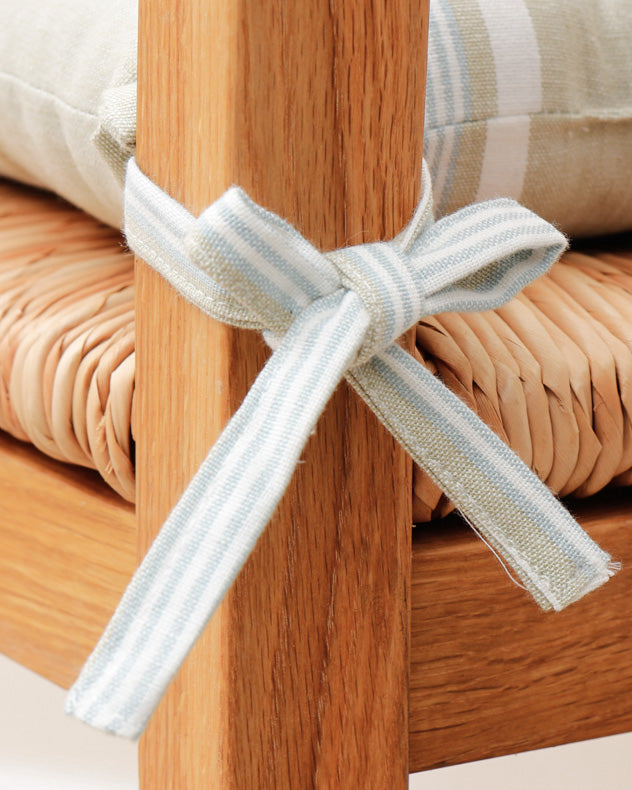 Set of 2 Millstone Blue Farmhouse Seat Pads with Ties