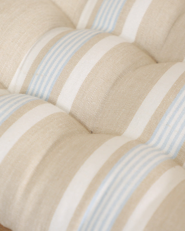 Set of 2 Millstone Blue Farmhouse Seat Pads with Ties